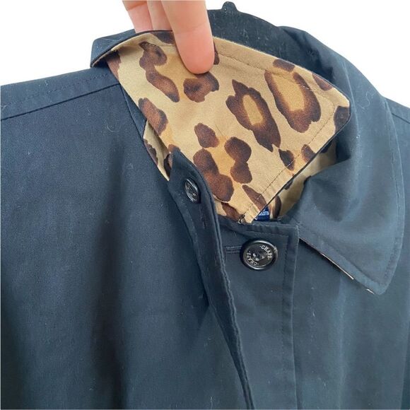 Chaps Black Jacket Leopard Lining Size Large - Picture 4 of 7